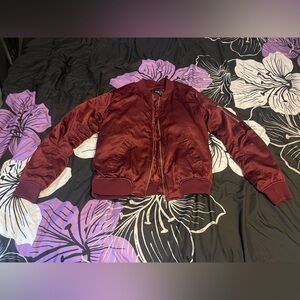 Rue21 - Burgundy/Wine Satin Bomber Jacket, M
